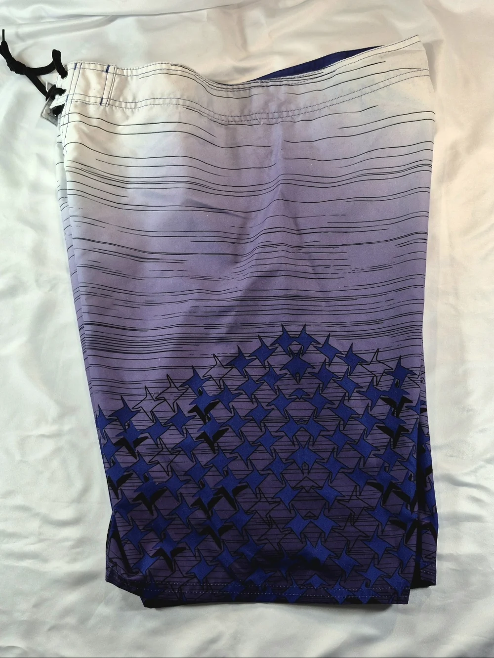 NWOT Banana Republic BR Sport Purple Ombré Geometric Swim Trunks - Large